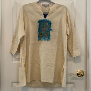 NWT Westside Linen (or Blend) Tunic w/ unique embroidered pattern size XXL